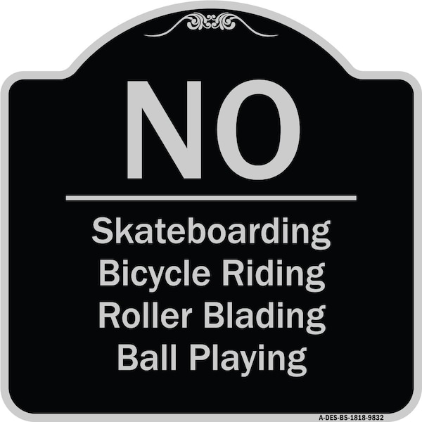 Designer Series-No-Bicycle Riding Roller Blading Ball Playing, 18" x 18", BS-1818-9832